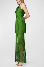 Doly Halter Fringed Maxi Bandage Dress - Green Flowering Girl