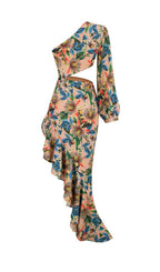 Javen Floral Printed One-Shoulder Maxi Dress Flowering Girl
