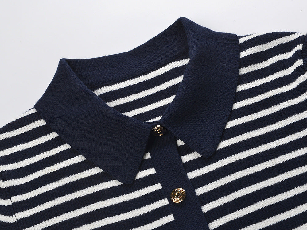 Striped Polo Cardigan Flowering Girl