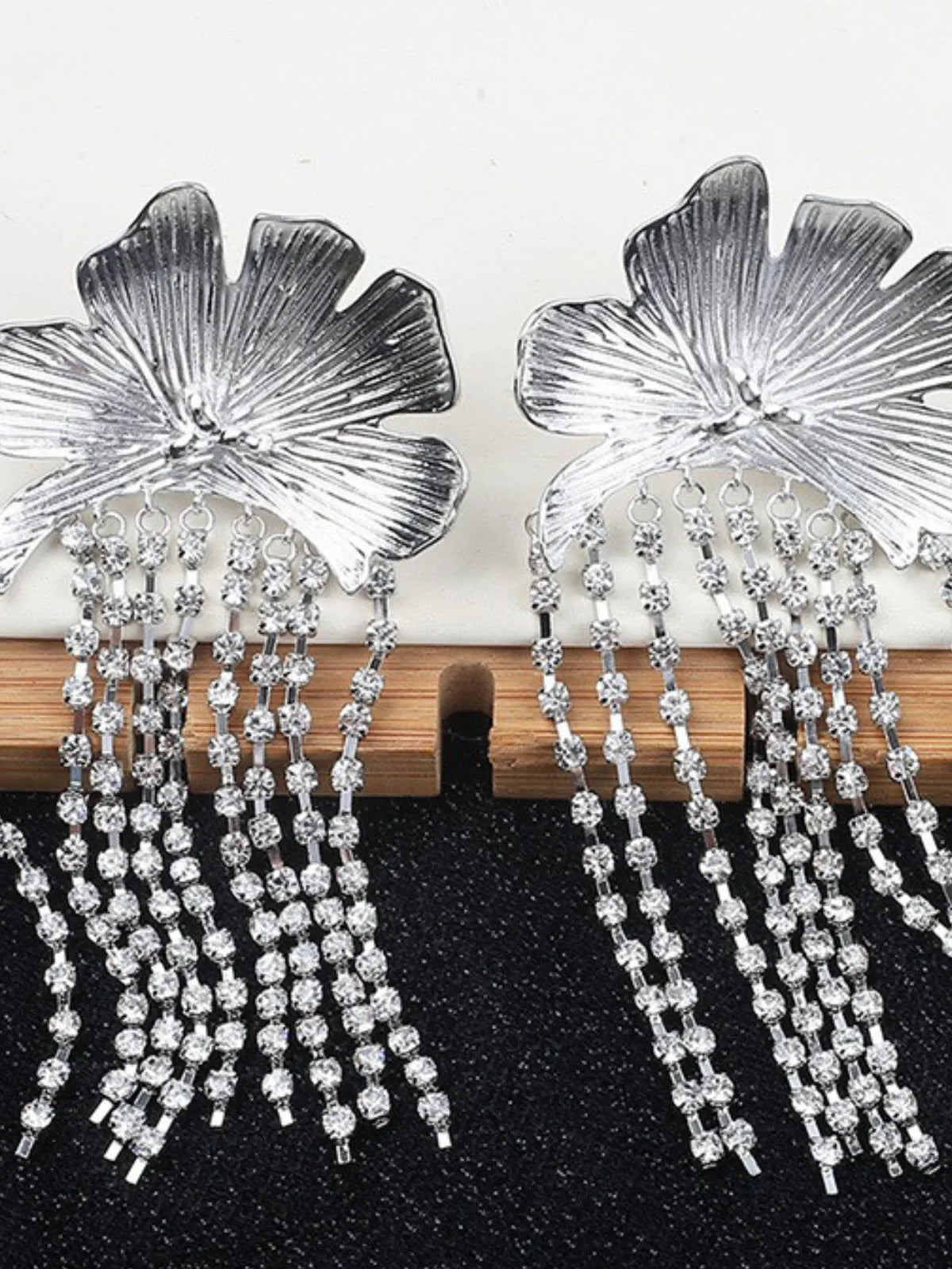 Flower Crystal Fringe Earrings Flowering Girl