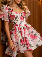 Madra Floral Printed Mini Dress Flowering Girl
