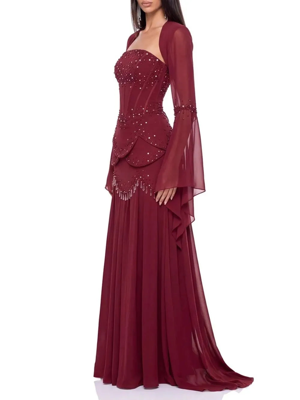Soreq Cape Crystal Maxi Dress Flowering Girl