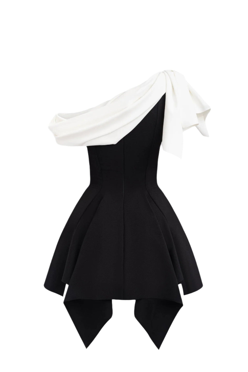 Bow One-Shoulder Mini Dress In Black Flowering Girl