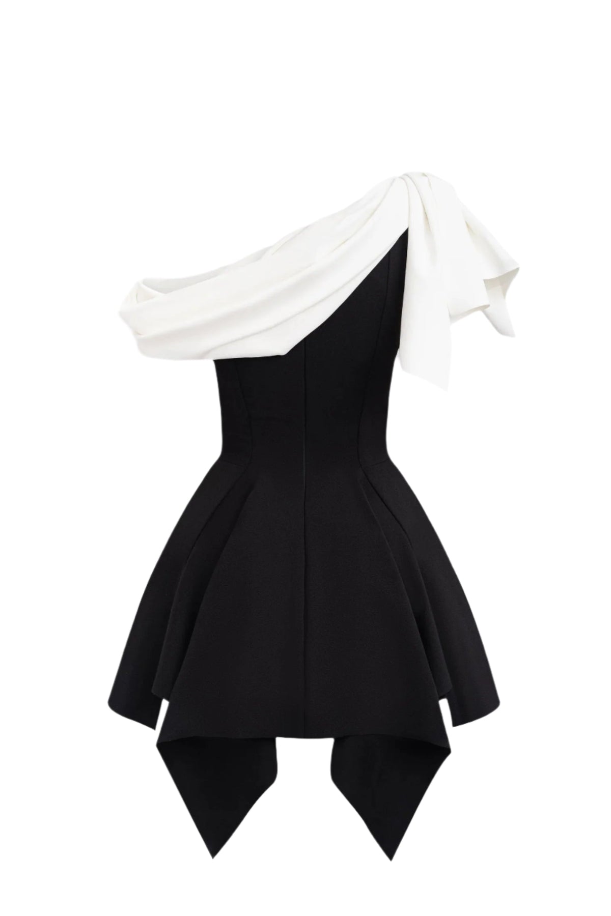 Bow One-Shoulder Mini Dress In Black Flowering Girl