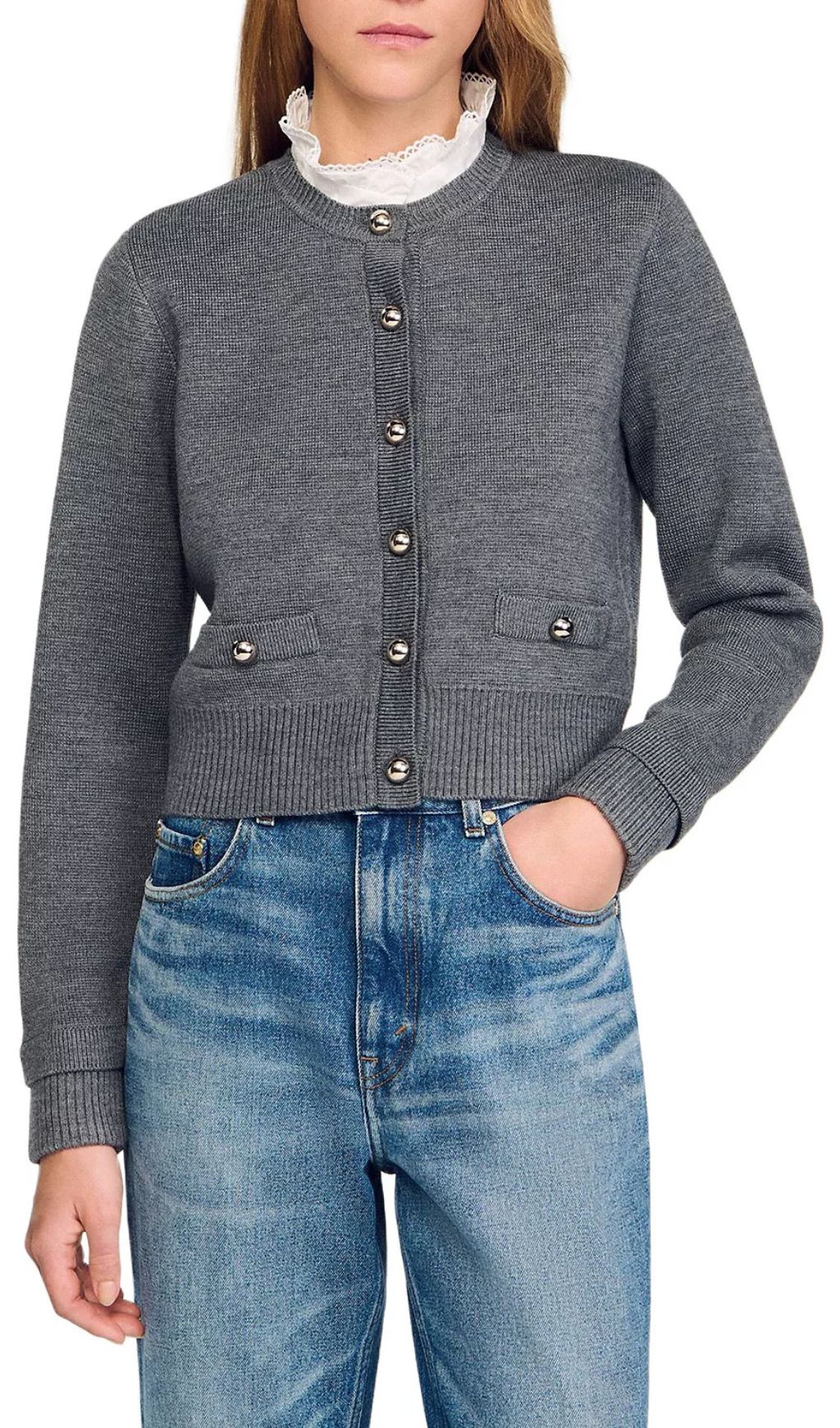Fine Knit Cardigan Flowering Girl
