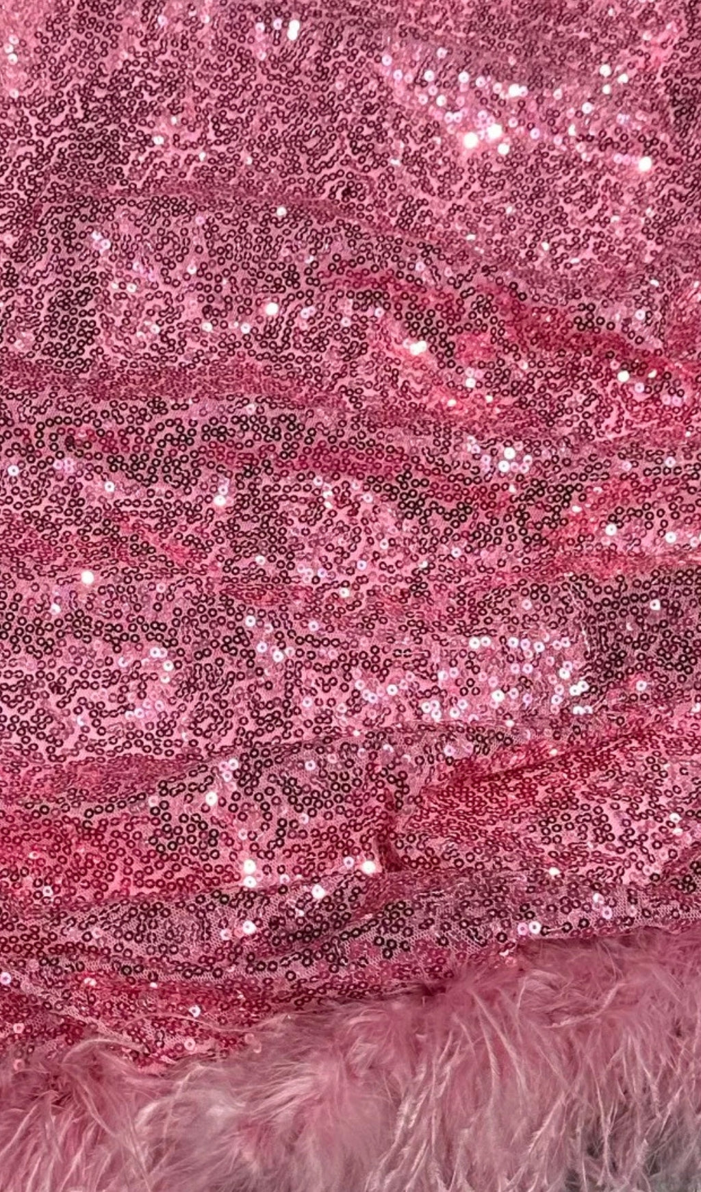 Sequin Feather Mini Dress In Pink Flowering Girl