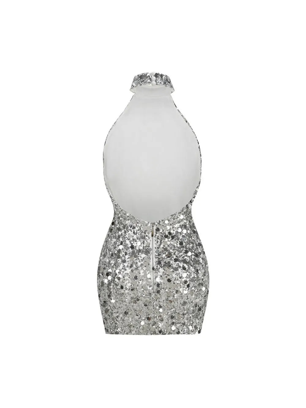 Maliah Silver Sequin Backless Mini Dress Flowering Girl