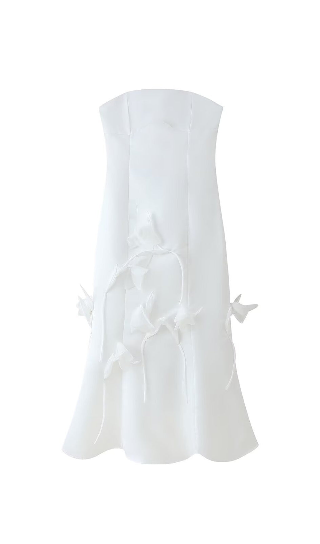 Echo White Strapless Flower Midi Dress Flowering Girl