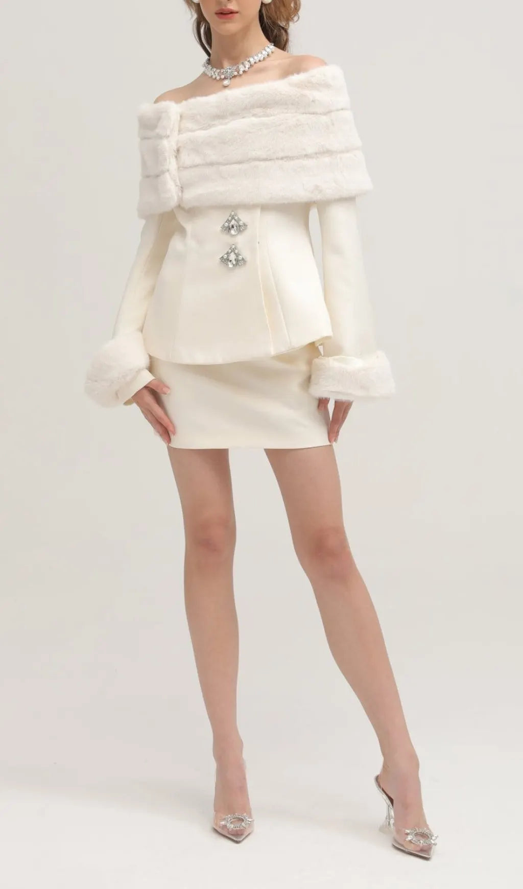 Balthasar Faux-Fur Jacket & Skirt Set Flowering Girl
