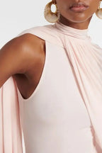 Asymmetric Cape Draped Midi Dress Flowering Girl