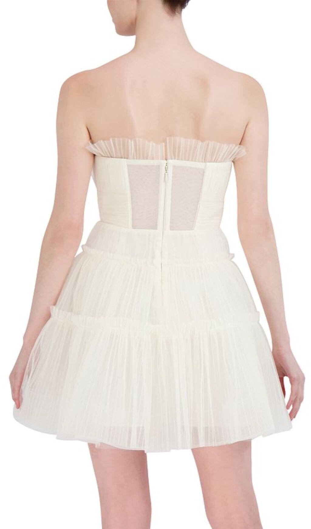 STRAPLESS TIERED TULLE MINI DRESS Flowering Girl