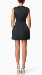 Maiara Diamante Mini Dress In Black Flowering Girl