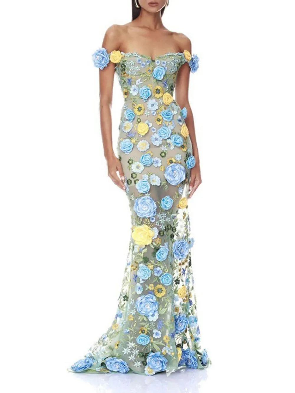 Mayda 3D Flower Embellished Maxi Dress Flowering Girl