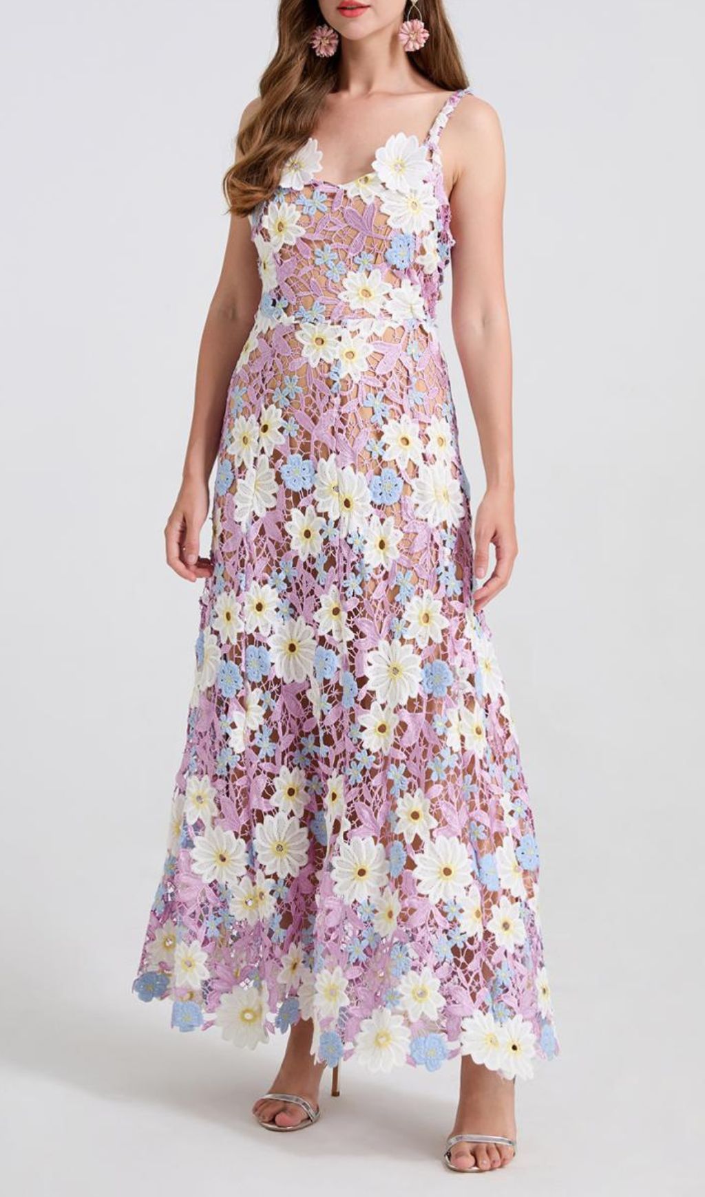 Diablo Purple Strappy Flower Maxi Dress Flowering Girl