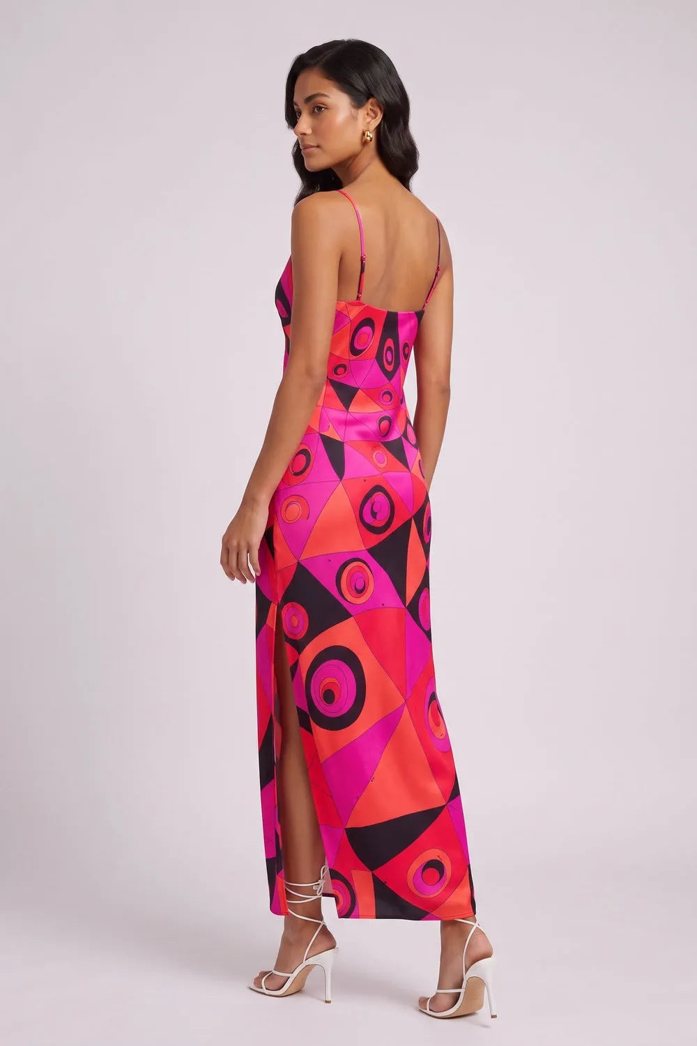 Hot Pink Satin Column Slip Dress Flowering Girl