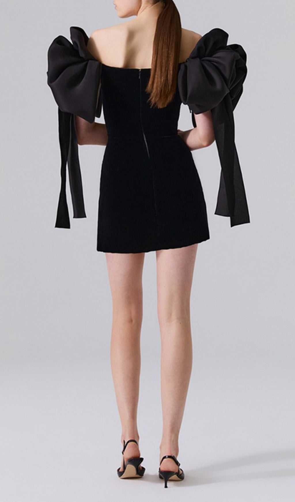 Off-Shoulder Mini Dress In Black Flowering Girl