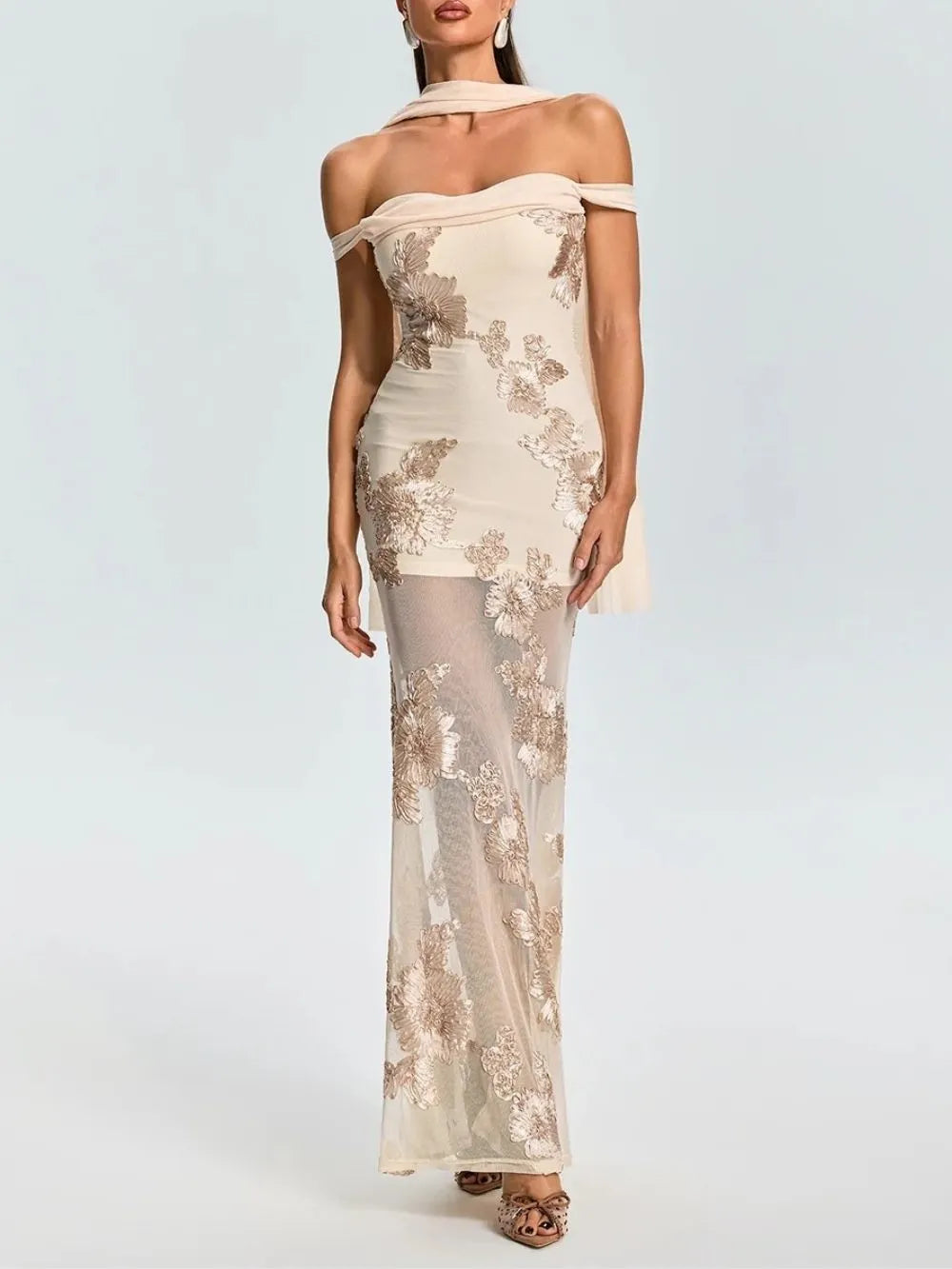 Eyranam Scarf Floral Maxi Dress Flowering Girl