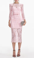 Pink Lace Bustier Midi Dress Flowering Girl