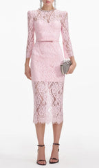 Pink Lace Bustier Midi Dress Flowering Girl