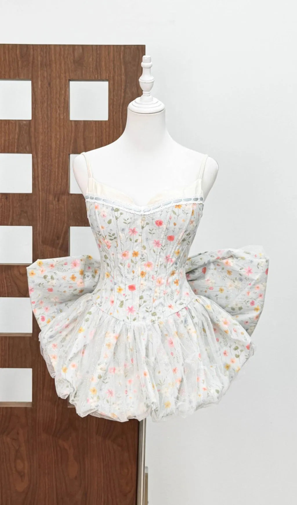 Jaylene Floral Corset Bow Mini Dress Flowering Girl