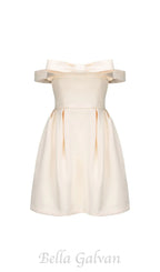 bow mini dress in beige Flowering Girl