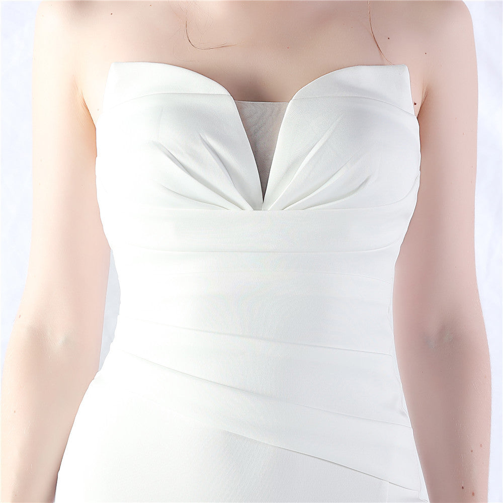Chrina White Strapless Ruched Maxi Dress Flowering Girl