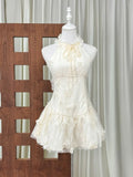Halter Lace Mini Dress Flowering Girl