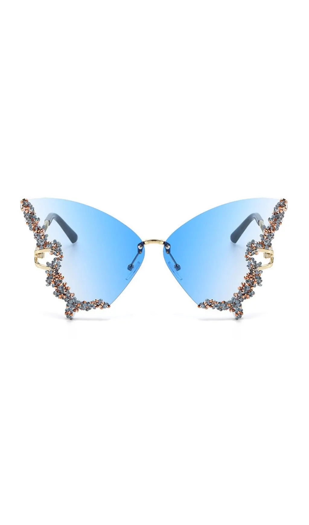 Tierney Blue Butterfly Crystal Sunglasses Flowering Girl