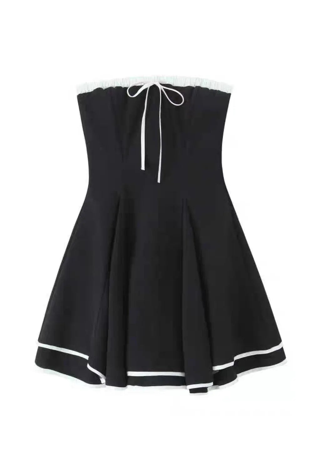 Juno strapless Mini Dress in Black Flowering Girl