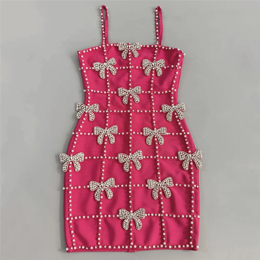 Karisse Diamante Bow Beaded Mini Dress Flowering Girl