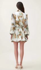 Delphine faux-pearl embellished mini dress in Neutrals Flowering Girl