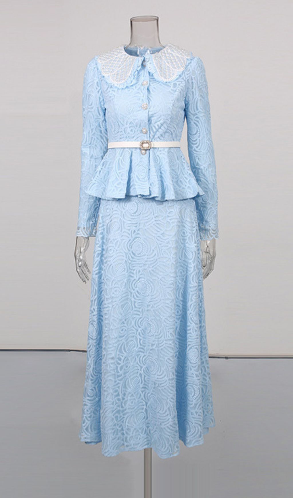 Ilona Blue Long Sleeve Two-Piece Set Flowering Girl