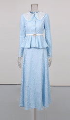 Ilona Blue Long Sleeve Two-Piece Set Flowering Girl