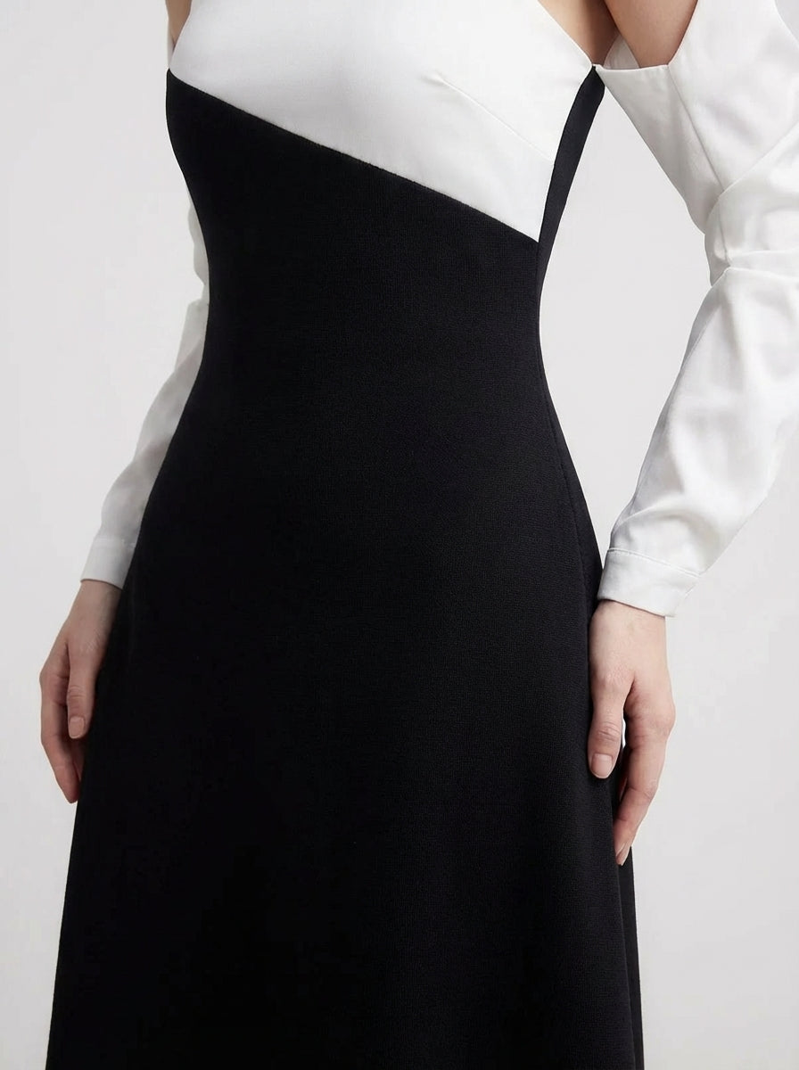 A-Line Long Sleeved Silk Taffeta Midi Dress Flowering Girl