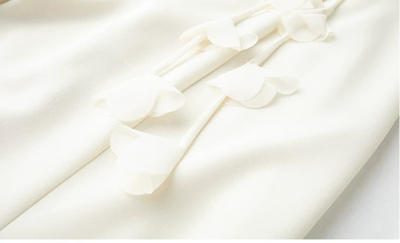 Cape Sleeve 3D Floral Chiffon Midi Mermaid Dress Flowering Girl