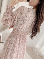 Janet Classic Floral Ruffle Chiffon Dress-Yellow Flowering Girl