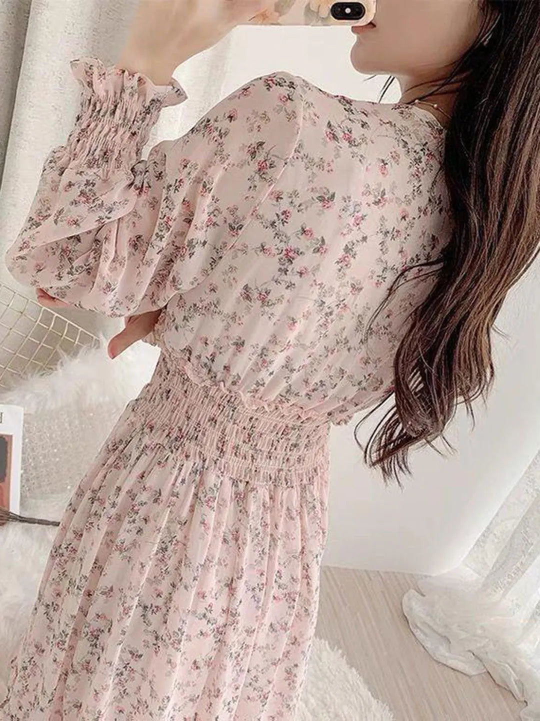 Janet Classic Floral Ruffle Chiffon Dress-Yellow Flowering Girl