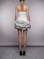 Maleni White Strapless Bustier Polka Dot Bubble Dress Flowering Girl