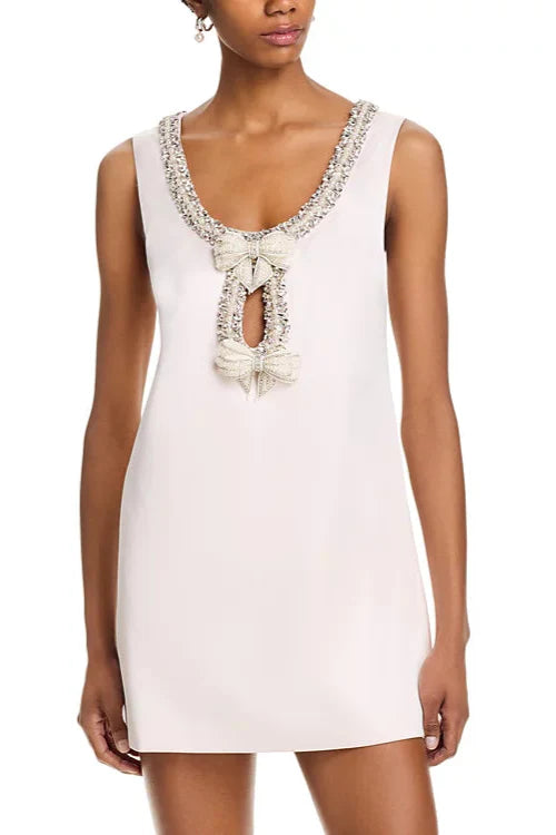 Satin Bow Mini Dress Flowering Girl