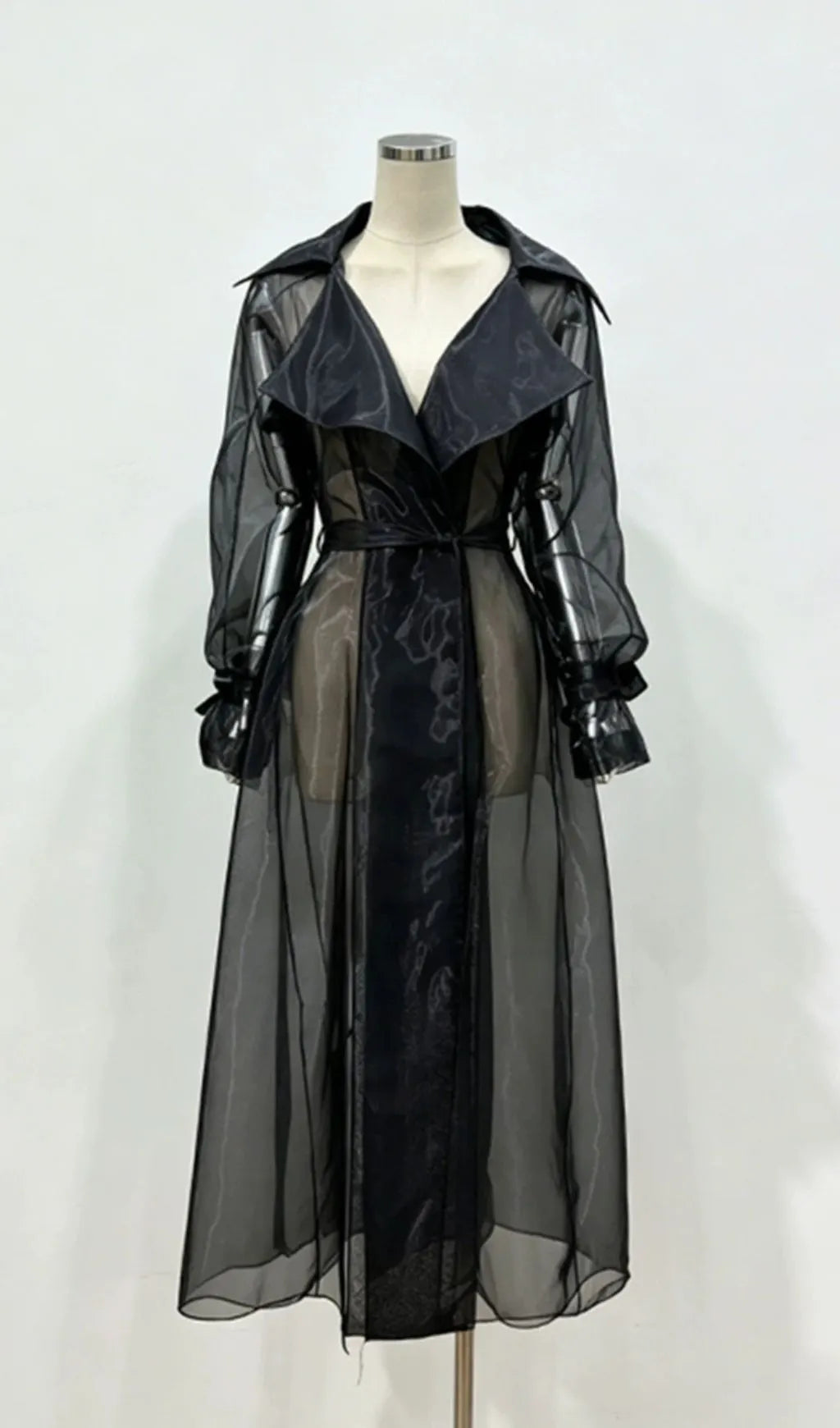Leszcyna Black Chiffon Coat Flowering Girl