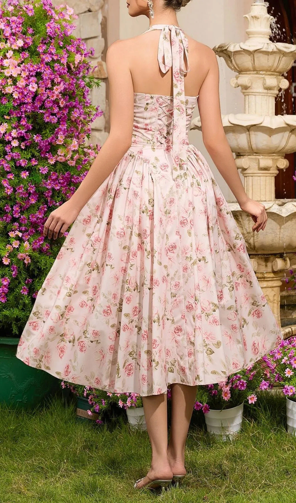 Lakota Halter Floral Midi Dress Flowering Girl