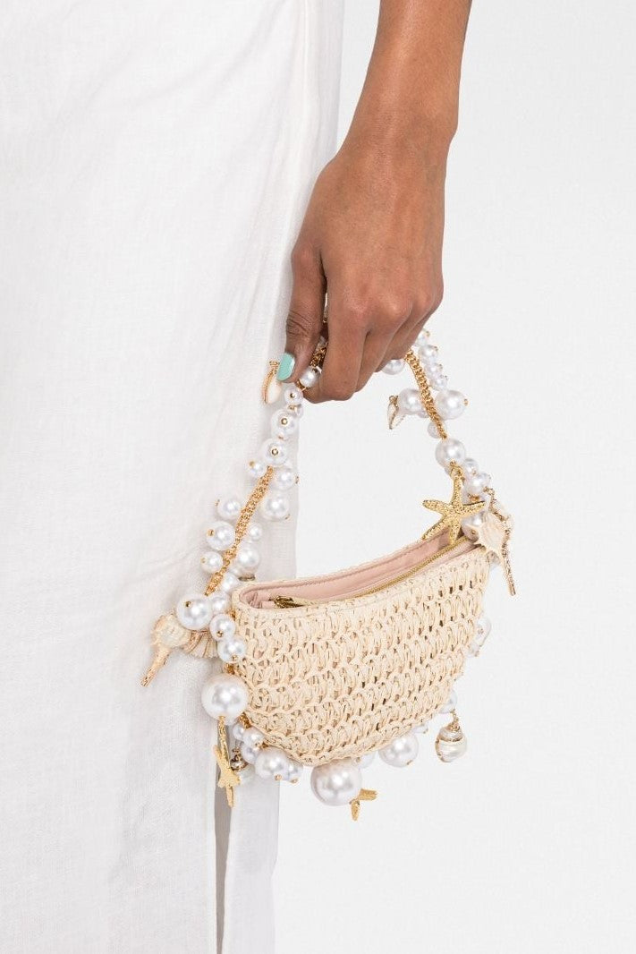 Camilla Shell Pearl Raffia Bag Flowering Girl