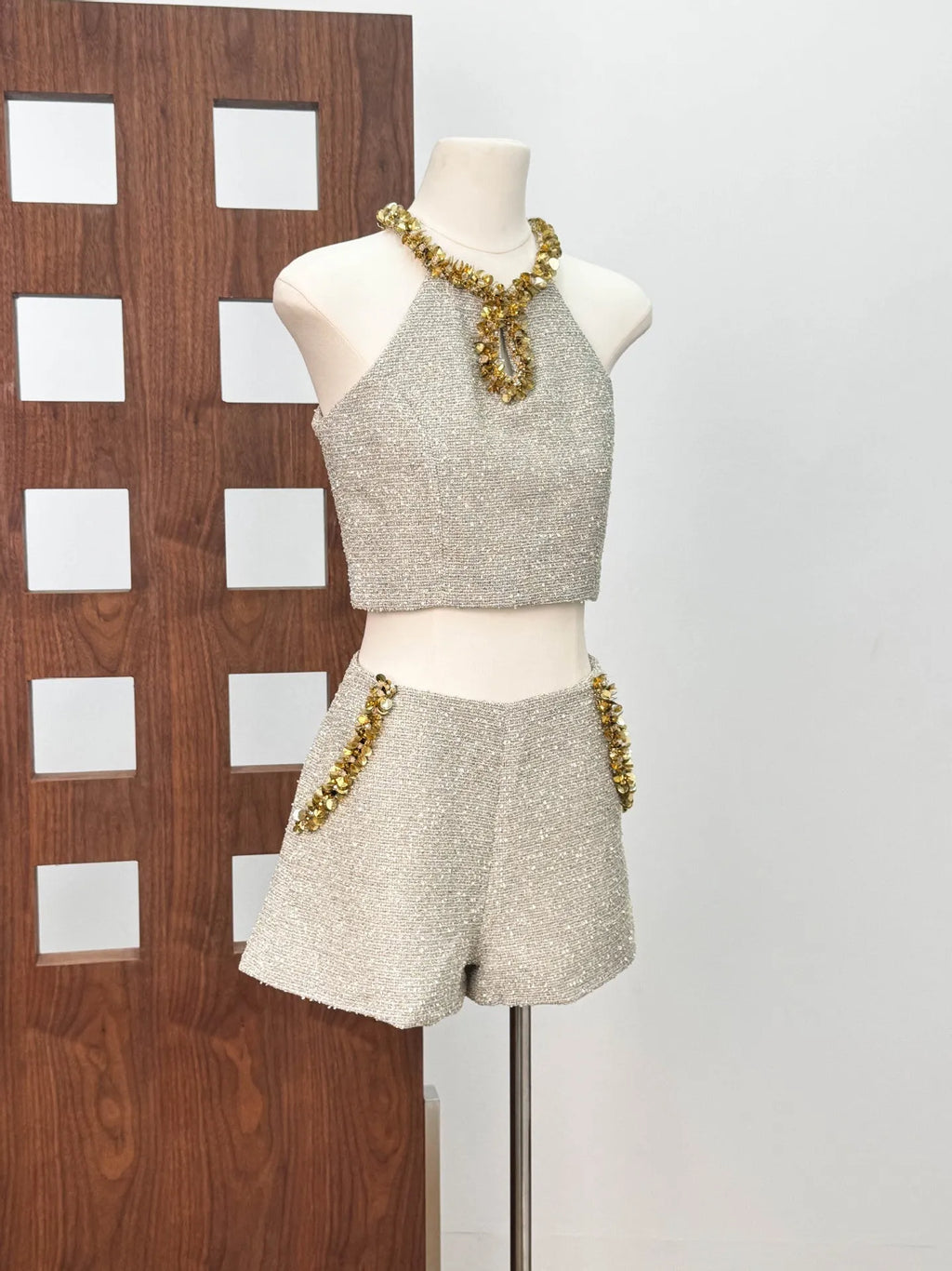 Evangeline Sequin Top In Apricot Flowering Girl