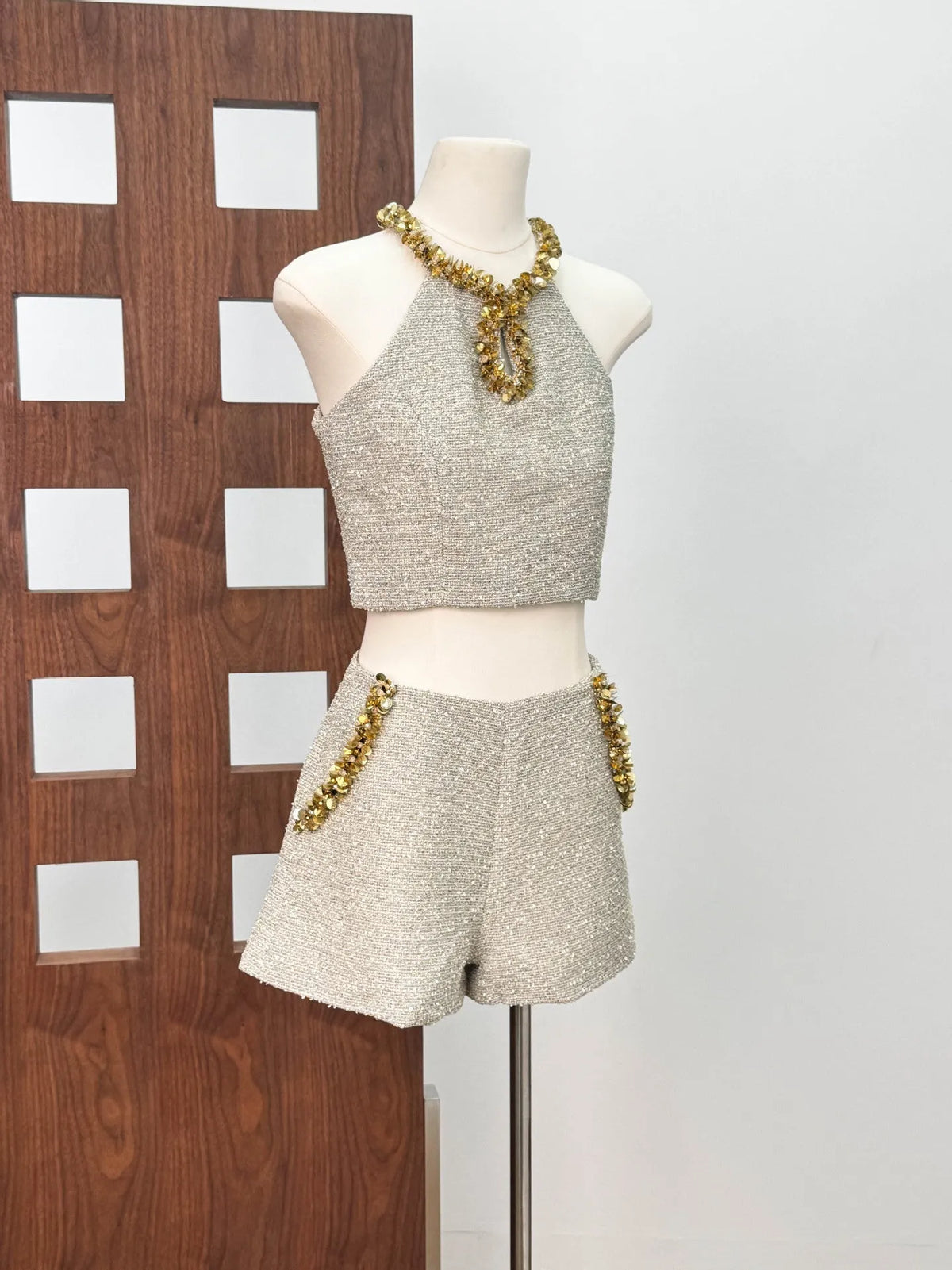 Evangeline Sequin Top In Apricot Flowering Girl