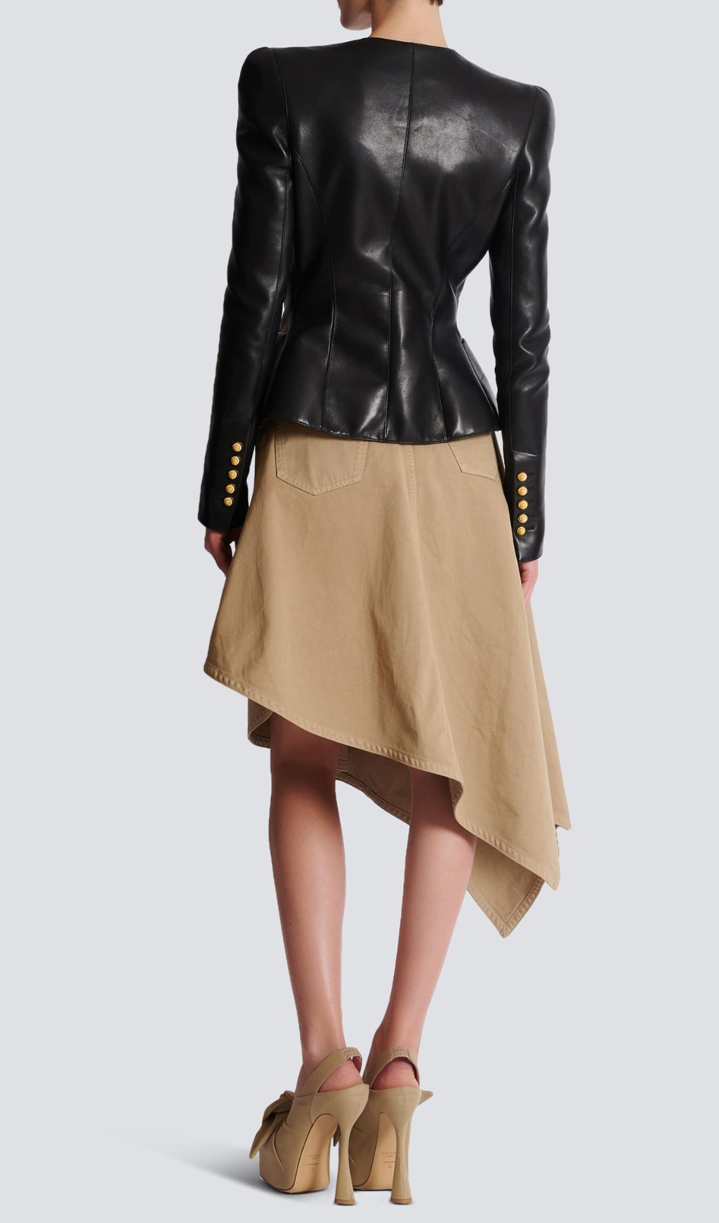 Lambskin Leather Peplum Jacket Flowering Girl