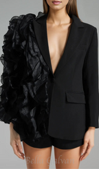 Patchwork Ruffles Chic Blazer in black Flowering Girl