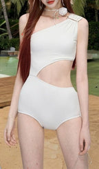 Darsha White One-Piece Swimsuit & Skirt Flowering Girl