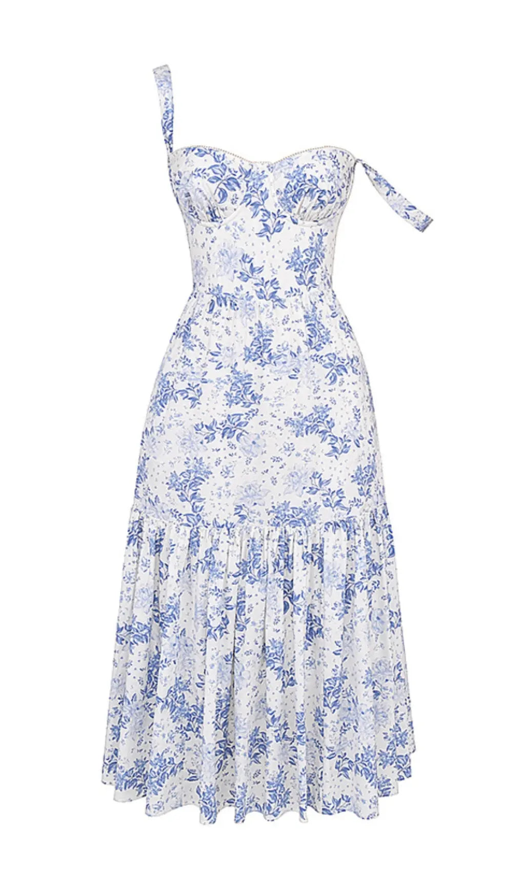 Blue Print Midi Sundress Flowering Girl