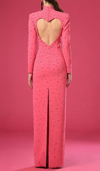 Duri Pink Heart Embellished Long Sleeve Maxi Dress Flowering Girl