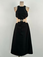 Anila Pearl Chain Embellished Midi Dress In Black Flowering Girl